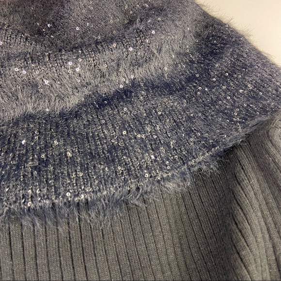 INC International Concepts- Sequined Eyelash-Knit Foldover Sweater - Picture 10 of 10